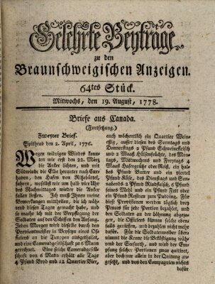 Braunschweigische Anzeigen. Gelehrte Beyträge zu den Braunschweigischen Anzeigen (Braunschweigische Anzeigen) Mittwoch 19. August 1778