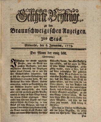 Braunschweigische Anzeigen. Gelehrte Beyträge zu den Braunschweigischen Anzeigen (Braunschweigische Anzeigen) Mittwoch 6. Januar 1779