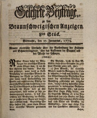 Braunschweigische Anzeigen. Gelehrte Beyträge zu den Braunschweigischen Anzeigen (Braunschweigische Anzeigen) Mittwoch 27. Januar 1779