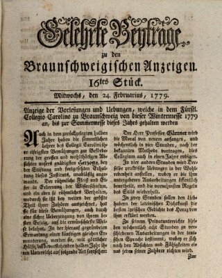 Braunschweigische Anzeigen. Gelehrte Beyträge zu den Braunschweigischen Anzeigen (Braunschweigische Anzeigen) Mittwoch 24. Februar 1779