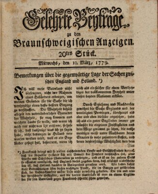 Braunschweigische Anzeigen. Gelehrte Beyträge zu den Braunschweigischen Anzeigen (Braunschweigische Anzeigen) Mittwoch 10. März 1779