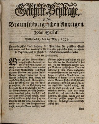 Braunschweigische Anzeigen. Gelehrte Beyträge zu den Braunschweigischen Anzeigen (Braunschweigische Anzeigen) Mittwoch 19. Mai 1779