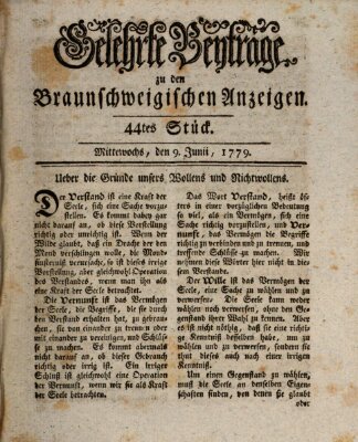 Braunschweigische Anzeigen. Gelehrte Beyträge zu den Braunschweigischen Anzeigen (Braunschweigische Anzeigen) Mittwoch 9. Juni 1779