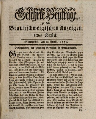 Braunschweigische Anzeigen. Gelehrte Beyträge zu den Braunschweigischen Anzeigen (Braunschweigische Anzeigen) Mittwoch 30. Juni 1779