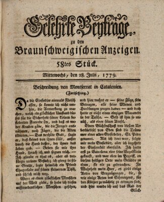 Braunschweigische Anzeigen. Gelehrte Beyträge zu den Braunschweigischen Anzeigen (Braunschweigische Anzeigen) Mittwoch 28. Juli 1779