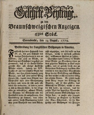 Braunschweigische Anzeigen. Gelehrte Beyträge zu den Braunschweigischen Anzeigen (Braunschweigische Anzeigen) Samstag 14. August 1779