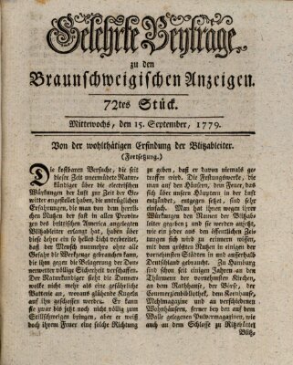 Braunschweigische Anzeigen. Gelehrte Beyträge zu den Braunschweigischen Anzeigen (Braunschweigische Anzeigen) Mittwoch 15. September 1779