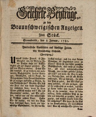 Braunschweigische Anzeigen. Gelehrte Beyträge zu den Braunschweigischen Anzeigen (Braunschweigische Anzeigen) Samstag 8. Januar 1780