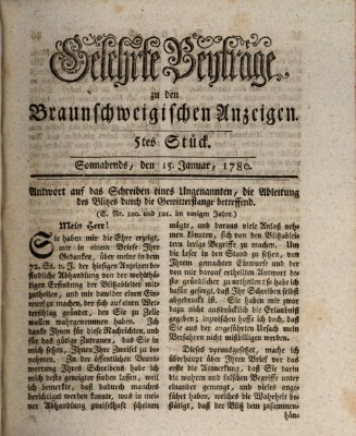 Braunschweigische Anzeigen. Gelehrte Beyträge zu den Braunschweigischen Anzeigen (Braunschweigische Anzeigen) Samstag 15. Januar 1780