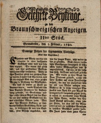 Braunschweigische Anzeigen. Gelehrte Beyträge zu den Braunschweigischen Anzeigen (Braunschweigische Anzeigen) Samstag 5. Februar 1780