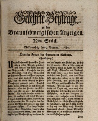 Braunschweigische Anzeigen. Gelehrte Beyträge zu den Braunschweigischen Anzeigen (Braunschweigische Anzeigen) Mittwoch 9. Februar 1780