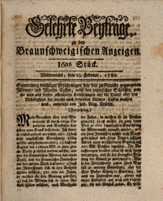 Braunschweigische Anzeigen. Gelehrte Beyträge zu den Braunschweigischen Anzeigen (Braunschweigische Anzeigen) Mittwoch 23. Februar 1780