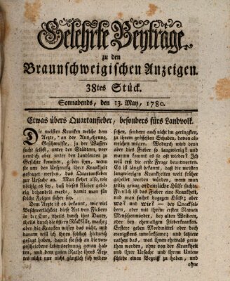 Braunschweigische Anzeigen. Gelehrte Beyträge zu den Braunschweigischen Anzeigen (Braunschweigische Anzeigen) Samstag 13. Mai 1780