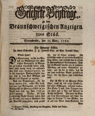 Braunschweigische Anzeigen. Gelehrte Beyträge zu den Braunschweigischen Anzeigen (Braunschweigische Anzeigen) Samstag 20. Mai 1780