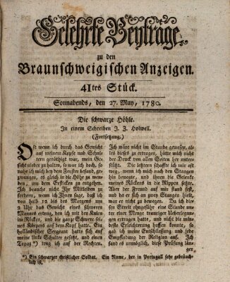 Braunschweigische Anzeigen. Gelehrte Beyträge zu den Braunschweigischen Anzeigen (Braunschweigische Anzeigen) Samstag 27. Mai 1780