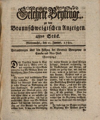 Braunschweigische Anzeigen. Gelehrte Beyträge zu den Braunschweigischen Anzeigen (Braunschweigische Anzeigen) Mittwoch 21. Juni 1780