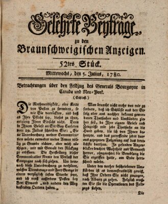 Braunschweigische Anzeigen. Gelehrte Beyträge zu den Braunschweigischen Anzeigen (Braunschweigische Anzeigen) Mittwoch 5. Juli 1780