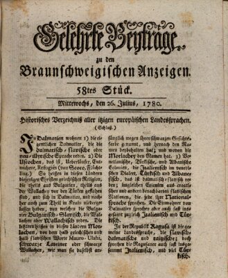 Braunschweigische Anzeigen. Gelehrte Beyträge zu den Braunschweigischen Anzeigen (Braunschweigische Anzeigen) Mittwoch 26. Juli 1780