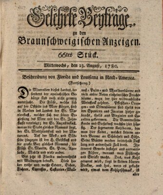 Braunschweigische Anzeigen. Gelehrte Beyträge zu den Braunschweigischen Anzeigen (Braunschweigische Anzeigen) Mittwoch 23. August 1780