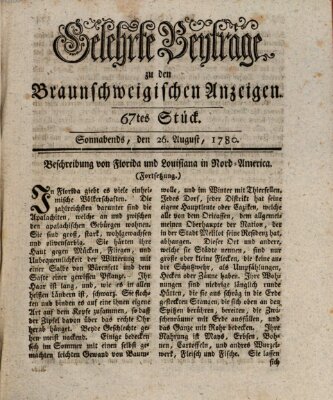 Braunschweigische Anzeigen. Gelehrte Beyträge zu den Braunschweigischen Anzeigen (Braunschweigische Anzeigen) Samstag 26. August 1780