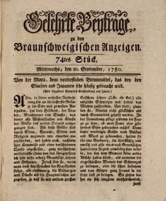 Braunschweigische Anzeigen. Gelehrte Beyträge zu den Braunschweigischen Anzeigen (Braunschweigische Anzeigen) Mittwoch 20. September 1780