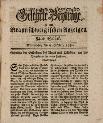 Braunschweigische Anzeigen. Gelehrte Beyträge zu den Braunschweigischen Anzeigen (Braunschweigische Anzeigen) Mittwoch 25. Oktober 1780