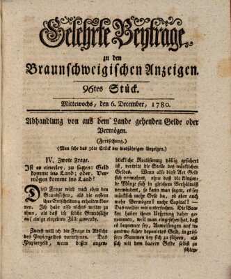 Braunschweigische Anzeigen. Gelehrte Beyträge zu den Braunschweigischen Anzeigen (Braunschweigische Anzeigen) Mittwoch 6. Dezember 1780