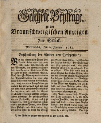 Braunschweigische Anzeigen. Gelehrte Beyträge zu den Braunschweigischen Anzeigen (Braunschweigische Anzeigen) Mittwoch 24. Januar 1781