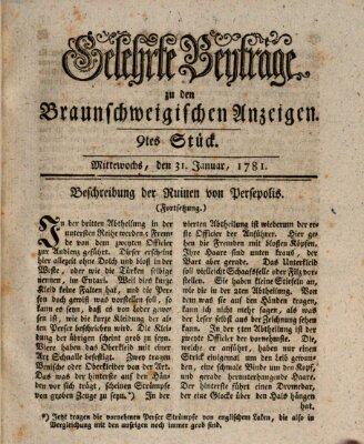 Braunschweigische Anzeigen. Gelehrte Beyträge zu den Braunschweigischen Anzeigen (Braunschweigische Anzeigen) Mittwoch 31. Januar 1781