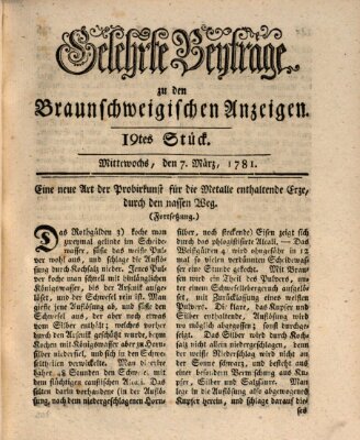 Braunschweigische Anzeigen. Gelehrte Beyträge zu den Braunschweigischen Anzeigen (Braunschweigische Anzeigen) Mittwoch 7. März 1781