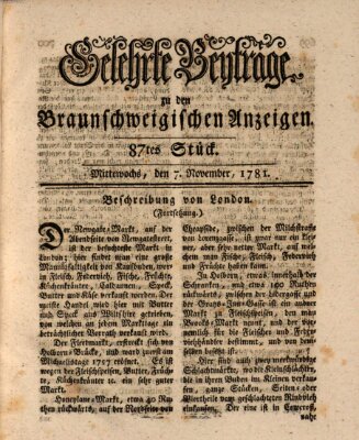 Braunschweigische Anzeigen. Gelehrte Beyträge zu den Braunschweigischen Anzeigen (Braunschweigische Anzeigen) Mittwoch 7. November 1781