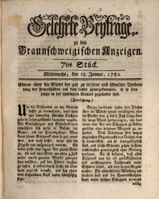 Braunschweigische Anzeigen. Gelehrte Beyträge zu den Braunschweigischen Anzeigen (Braunschweigische Anzeigen) Mittwoch 23. Januar 1782