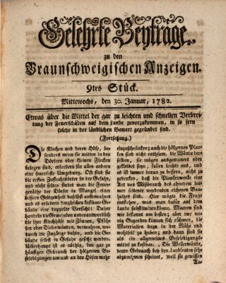 Braunschweigische Anzeigen. Gelehrte Beyträge zu den Braunschweigischen Anzeigen (Braunschweigische Anzeigen) Mittwoch 30. Januar 1782