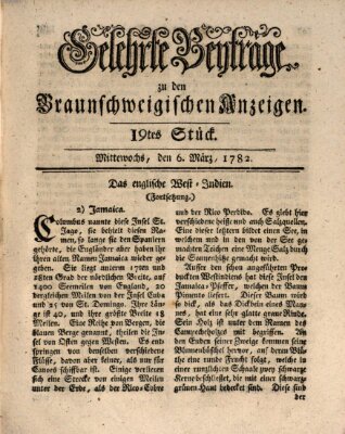 Braunschweigische Anzeigen. Gelehrte Beyträge zu den Braunschweigischen Anzeigen (Braunschweigische Anzeigen) Mittwoch 6. März 1782