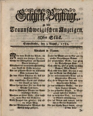 Braunschweigische Anzeigen. Gelehrte Beyträge zu den Braunschweigischen Anzeigen (Braunschweigische Anzeigen) Samstag 3. August 1782