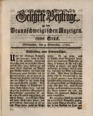 Braunschweigische Anzeigen. Gelehrte Beyträge zu den Braunschweigischen Anzeigen (Braunschweigische Anzeigen) Mittwoch 4. September 1782