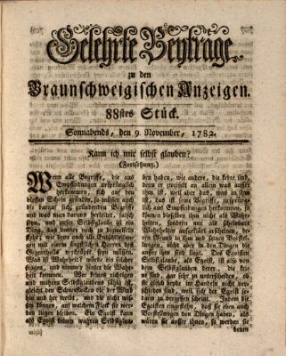 Braunschweigische Anzeigen. Gelehrte Beyträge zu den Braunschweigischen Anzeigen (Braunschweigische Anzeigen) Samstag 9. November 1782