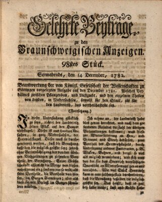 Braunschweigische Anzeigen. Gelehrte Beyträge zu den Braunschweigischen Anzeigen (Braunschweigische Anzeigen) Samstag 14. Dezember 1782