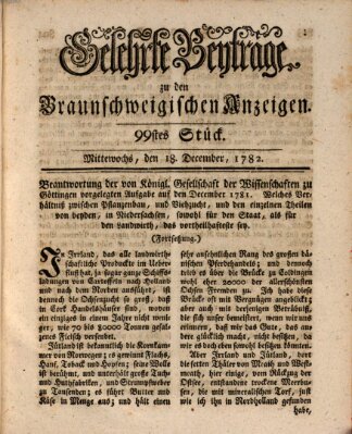 Braunschweigische Anzeigen. Gelehrte Beyträge zu den Braunschweigischen Anzeigen (Braunschweigische Anzeigen) Mittwoch 18. Dezember 1782