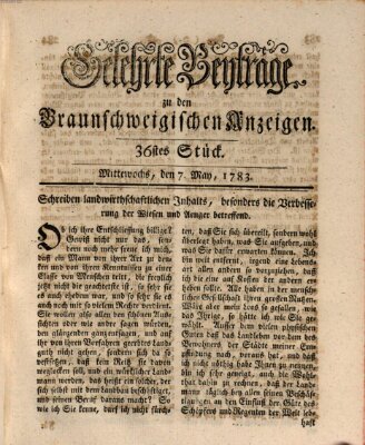 Braunschweigische Anzeigen. Gelehrte Beyträge zu den Braunschweigischen Anzeigen (Braunschweigische Anzeigen) Mittwoch 7. Mai 1783