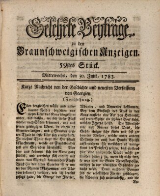 Braunschweigische Anzeigen. Gelehrte Beyträge zu den Braunschweigischen Anzeigen (Braunschweigische Anzeigen) Mittwoch 30. Juli 1783