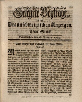 Braunschweigische Anzeigen. Gelehrte Beyträge zu den Braunschweigischen Anzeigen (Braunschweigische Anzeigen) Samstag 18. Oktober 1783