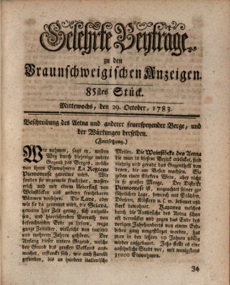 Braunschweigische Anzeigen. Gelehrte Beyträge zu den Braunschweigischen Anzeigen (Braunschweigische Anzeigen) Mittwoch 29. Oktober 1783