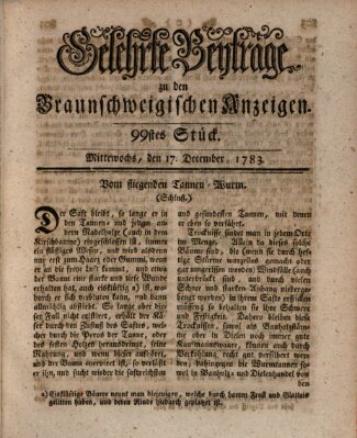 Braunschweigische Anzeigen. Gelehrte Beyträge zu den Braunschweigischen Anzeigen (Braunschweigische Anzeigen) Mittwoch 17. Dezember 1783