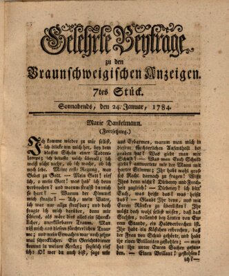 Braunschweigische Anzeigen. Gelehrte Beyträge zu den Braunschweigischen Anzeigen (Braunschweigische Anzeigen) Samstag 24. Januar 1784