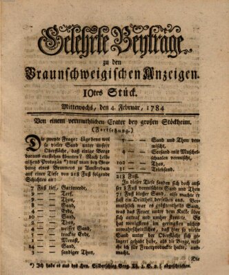 Braunschweigische Anzeigen. Gelehrte Beyträge zu den Braunschweigischen Anzeigen (Braunschweigische Anzeigen) Mittwoch 4. Februar 1784