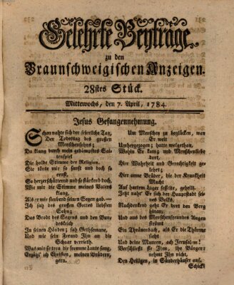 Braunschweigische Anzeigen. Gelehrte Beyträge zu den Braunschweigischen Anzeigen (Braunschweigische Anzeigen) Mittwoch 7. April 1784