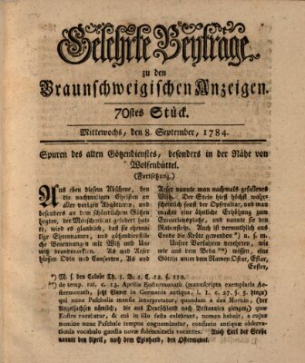 Braunschweigische Anzeigen. Gelehrte Beyträge zu den Braunschweigischen Anzeigen (Braunschweigische Anzeigen) Mittwoch 8. September 1784