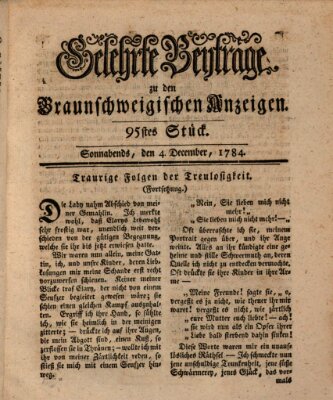 Braunschweigische Anzeigen. Gelehrte Beyträge zu den Braunschweigischen Anzeigen (Braunschweigische Anzeigen) Samstag 4. Dezember 1784