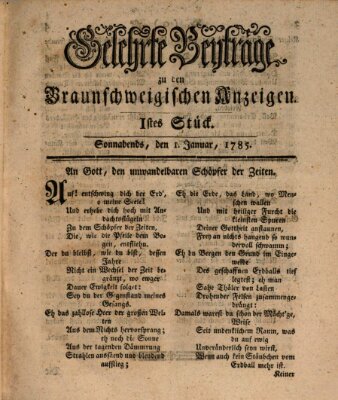Braunschweigische Anzeigen. Gelehrte Beyträge zu den Braunschweigischen Anzeigen (Braunschweigische Anzeigen) Samstag 1. Januar 1785